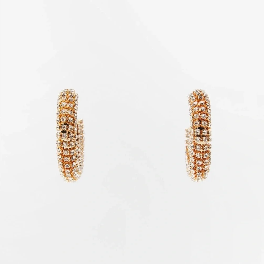 NWT. Zara Jewel Open hoop earrings with jewel appliqués.